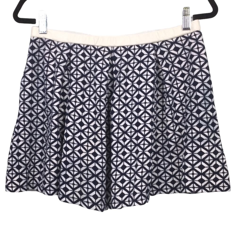 Sophie Max Retro Preppy Nautical Coastal Geometric Pattern Pleated Mini Skirt M